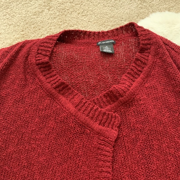 New Directions Maroon Open Front Lace Cardigan- M - Picture 5 of 11